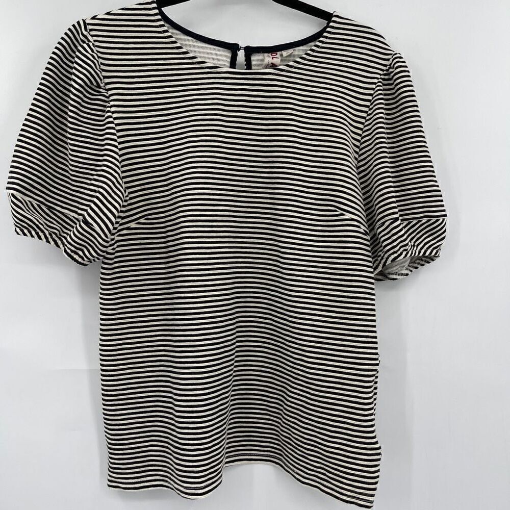 Anthropologie Dolan Black White Textured Striped Left Coast Blouse Top Medium